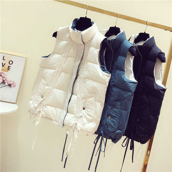 Naiste vabaaja vesti lühike mudel kõrge krae ja lipsudega