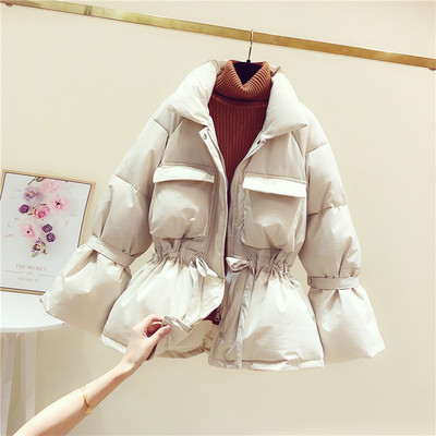 Új modell téli női kabát testhezálló modell derékkötővel