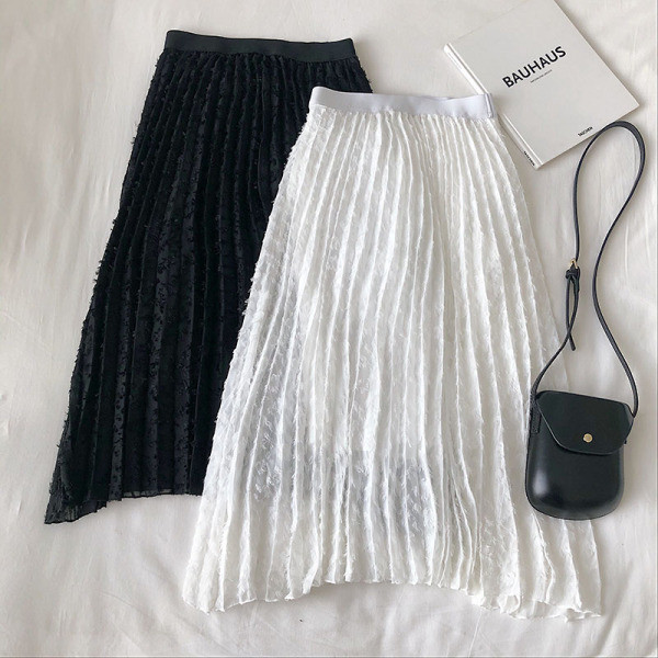 Alkalmi női redős szoknya gumírozott derékkal