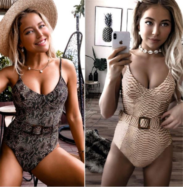 ΝΕΟ μοντέλο ολόσωμο γυναικείο μαγιό animal print με φερμουάρ και λεπτό ιμάντα ώμου σε μπεζ ή μαύρο χρώμα