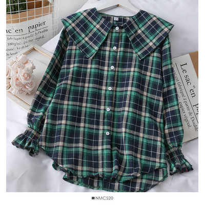 Moodne naiste ruuduline nööpidega särk - lai mudel