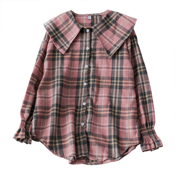 Moodne naiste ruuduline nööpidega särk - lai mudel