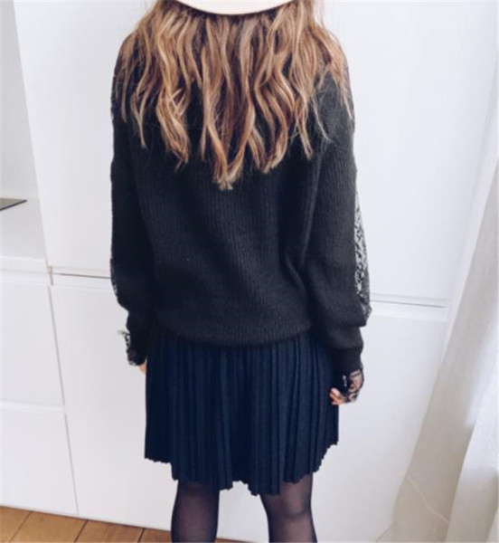 Naiste pitsiga kampsun valge ja must