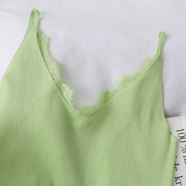 Moodne naiste topp pitsi ja õhukeste rihmadega