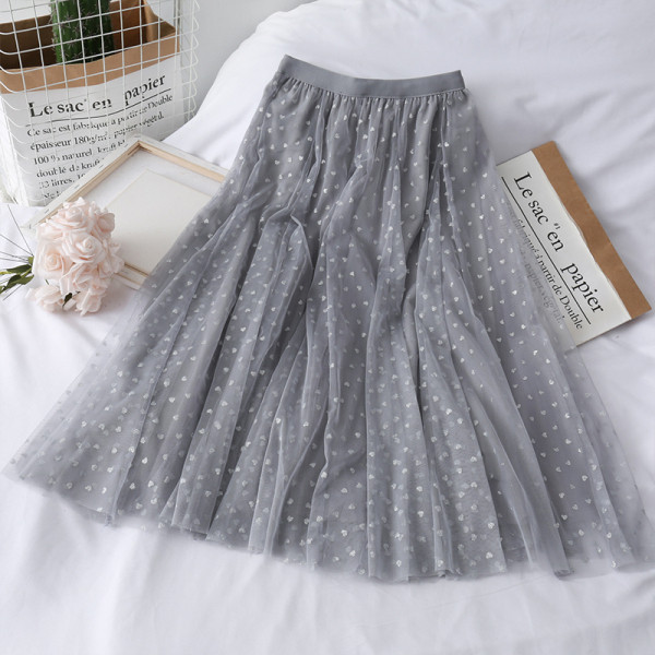 Modern női tüllszoknya, magas derékkal