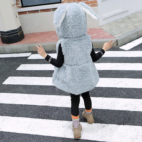 Modern gyerekmellény lányoknak kapucnival és 3D elemekkel