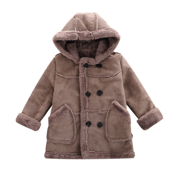 Детско зимно палто с копчета и джобове за момчета