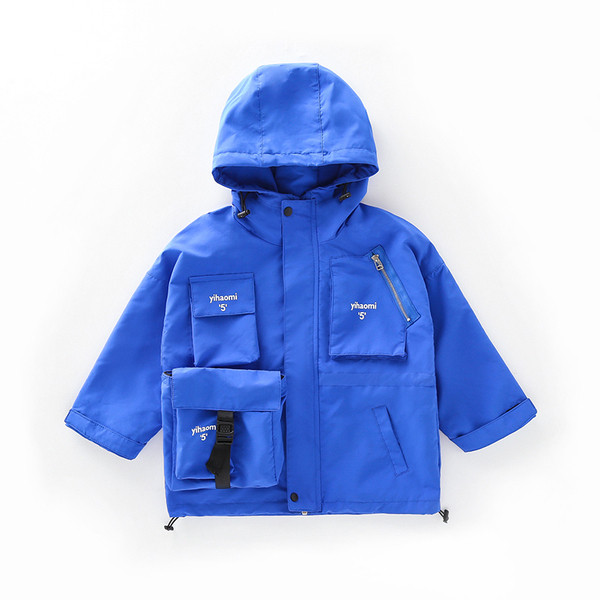 Μοντέρνο παιδικό μπουφάν για αγόρια με κουκούλα και τσέπες