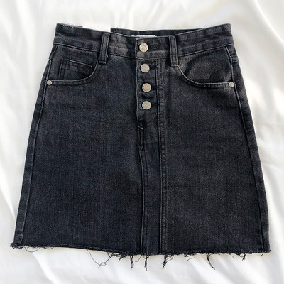 Ajakohane kõrge vöökoha ja nööpidega naiste teksaseelik