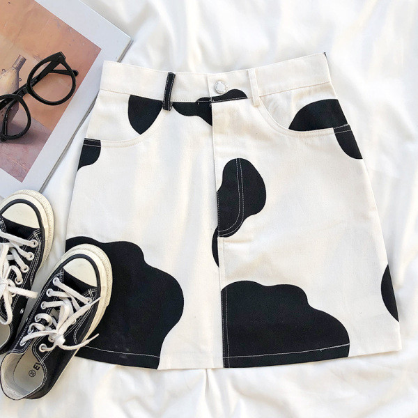 Lühike kõrge vöökoha ja taskutega naiste seelik