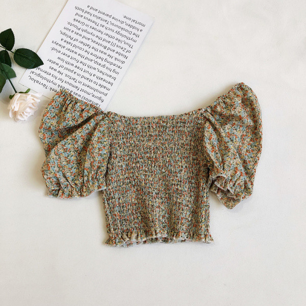 Μοντέρνα γυναικεία μπλούζα με γυμνά ώμους και μοτίβα λουλουδιών Λεπτό μοντέλο