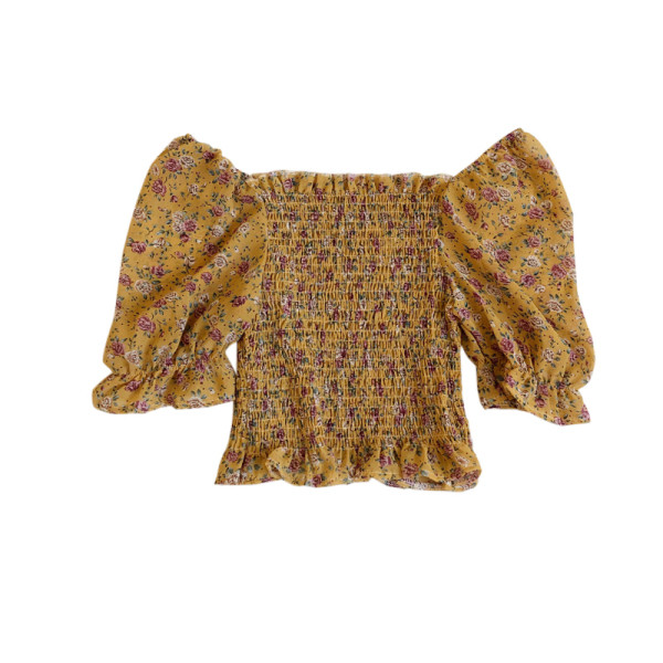 Μοντέρνα γυναικεία μπλούζα με γυμνά ώμους και μοτίβα λουλουδιών Λεπτό μοντέλο