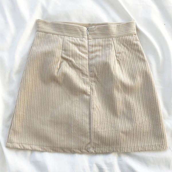 Sima modell női szoknya, magas derékkal kordbársonyból