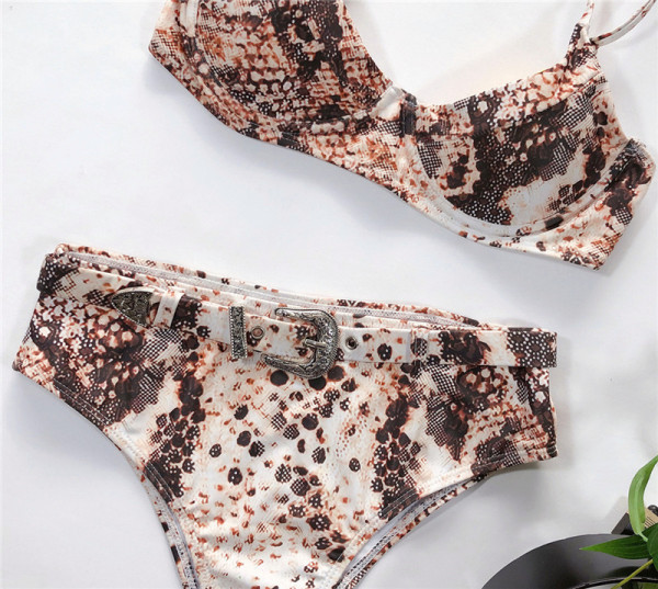 ΝΕΟ μοντέλο γυναικείο μαγιό μπικίνι με εκτύπωση φιδιών και ζώνη μέσης