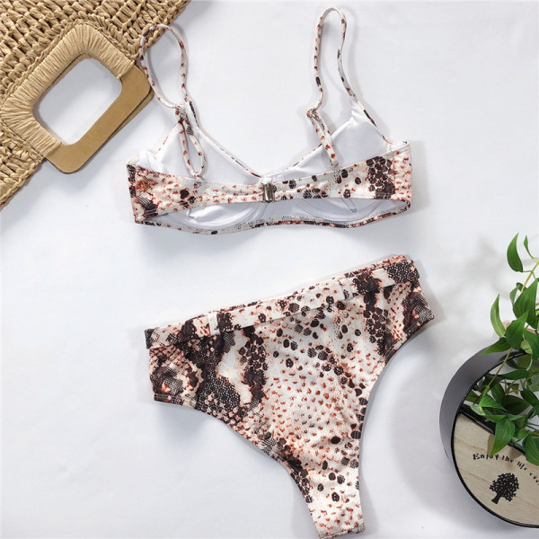 ΝΕΟ μοντέλο γυναικείο μαγιό μπικίνι με εκτύπωση φιδιών και ζώνη μέσης