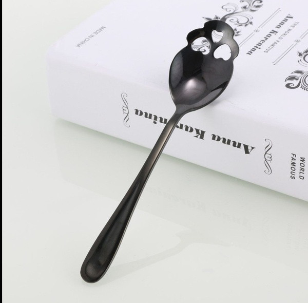 Rozsdamentes acél kanál gótikus stílusban kávéhoz, teához és desszerthez, 15,1 x 3,4 x 0,25 cm méretű
