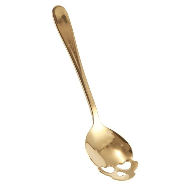 Rozsdamentes acél kanál gótikus stílusban kávéhoz, teához és desszerthez, 15,1 x 3,4 x 0,25 cm méretű