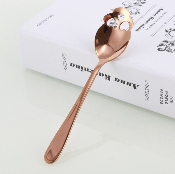 Rozsdamentes acél kanál gótikus stílusban kávéhoz, teához és desszerthez, 15,1 x 3,4 x 0,25 cm méretű