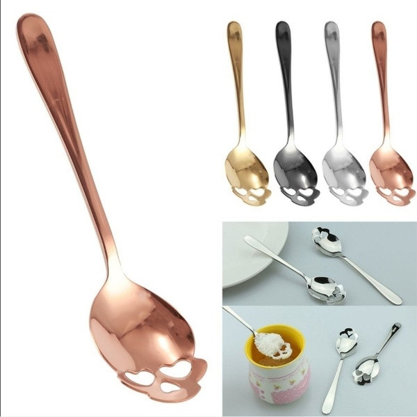 Rozsdamentes acél kanál gótikus stílusban kávéhoz, teához és desszerthez, 15,1 x 3,4 x 0,25 cm méretű