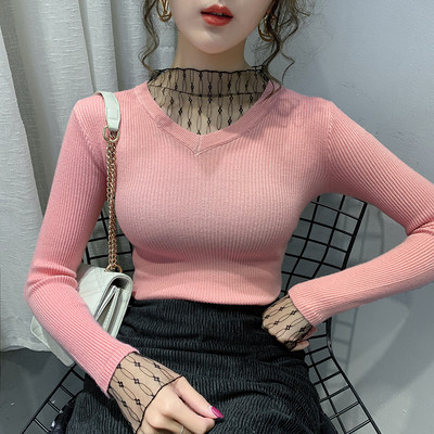 Lezser női blúz kordbársony mezből, csipkerészekkel