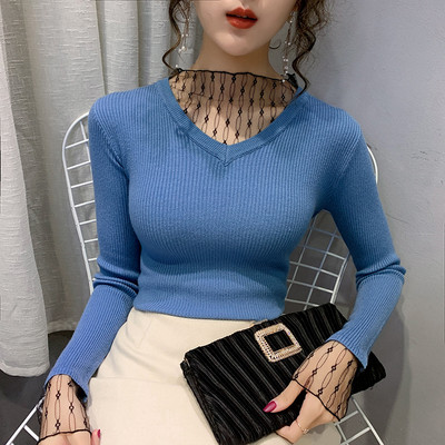 Lezser női blúz kordbársony mezből, csipkerészekkel