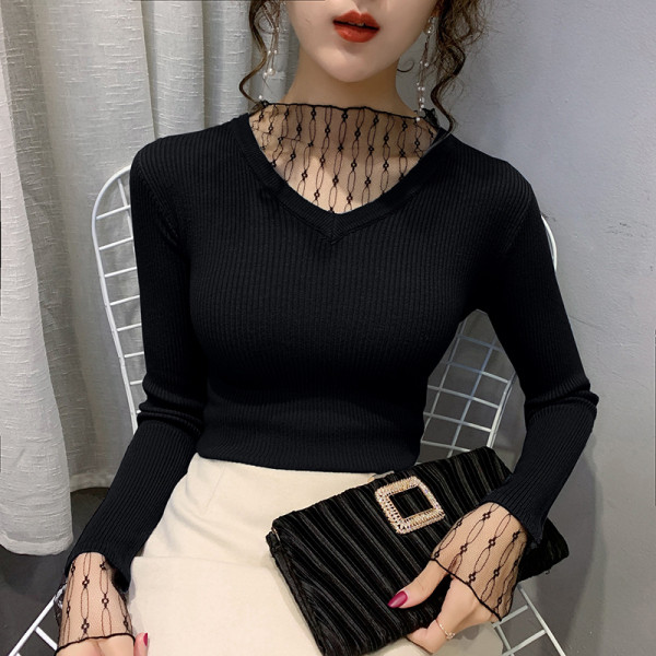 Lezser női blúz kordbársony mezből, csipkerészekkel