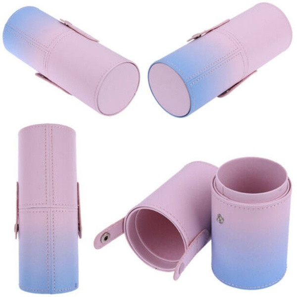 Преносим кожен калъф в преливащи се цветове подходящ за четки за грим