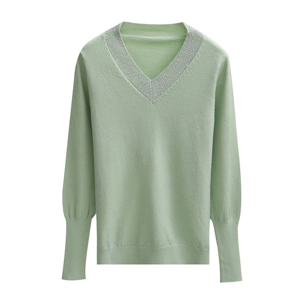 Εντυπωσιακή γυναικεία μπλούζα με V-neck και χάντρες