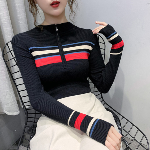 Alkalmi női blúz félmagas gallérral, cipzárral