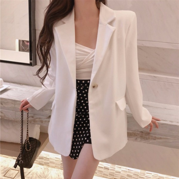 Modern hosszú fehér kabát klasszikus modell