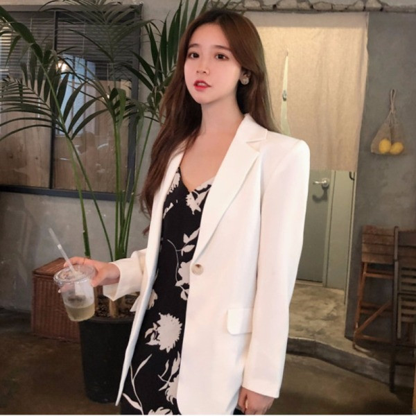 Modern hosszú fehér kabát klasszikus modell