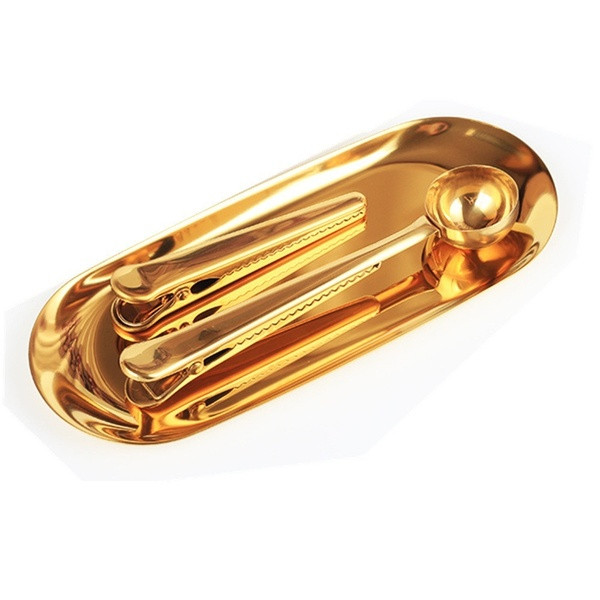 Elipsės formos nerūdijančio plieno lėkštė, tinkanti desertams patiekti