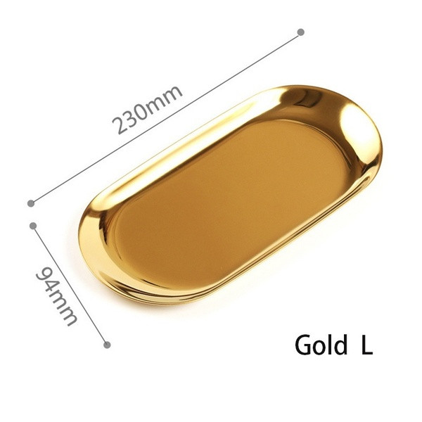 Elipsės formos nerūdijančio plieno lėkštė, tinkanti desertams patiekti