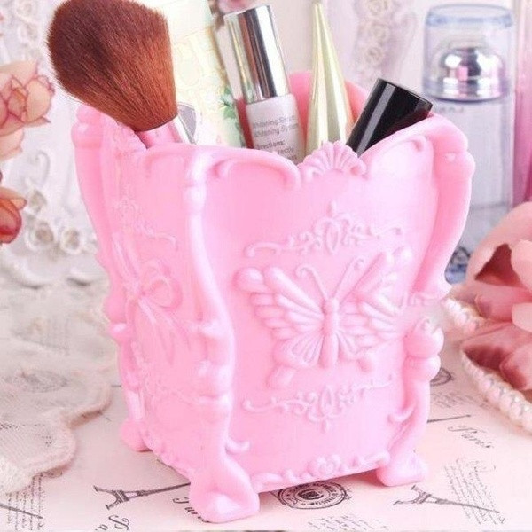 Kozmetički stalak za kistove i šminku s trakom i leptirom