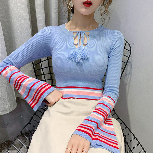 Modern női blúz kordbársony dzsörzéből lótusz ujjakkal és bojtkötőkkel