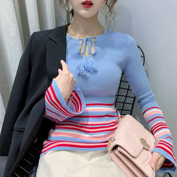 Modern női blúz kordbársony dzsörzéből lótusz ujjakkal és bojtkötőkkel