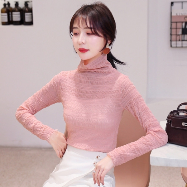 Alkalmi női hálós blúz magas gallérral