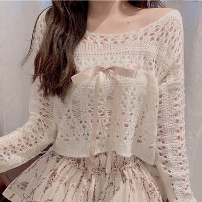 Σύντομη ευρεία δεμένη λεπτή δεμένη πουλόβερ