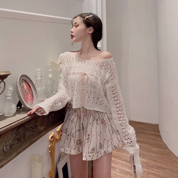 Σύντομη ευρεία δεμένη λεπτή δεμένη πουλόβερ