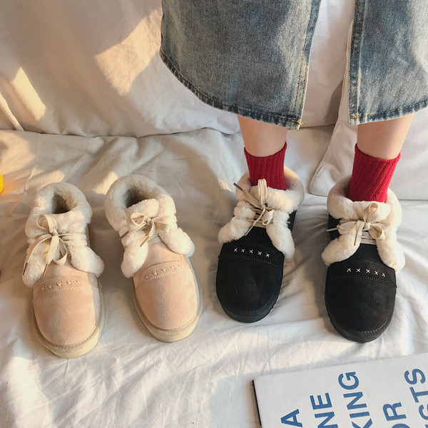 Női alkalmi téli cipő puha béléssel - öko velúrból, lapos talppal