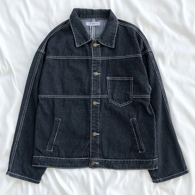 Női alkalmi farmerdzseki széles modell klasszikus gallérral és zsebekkel