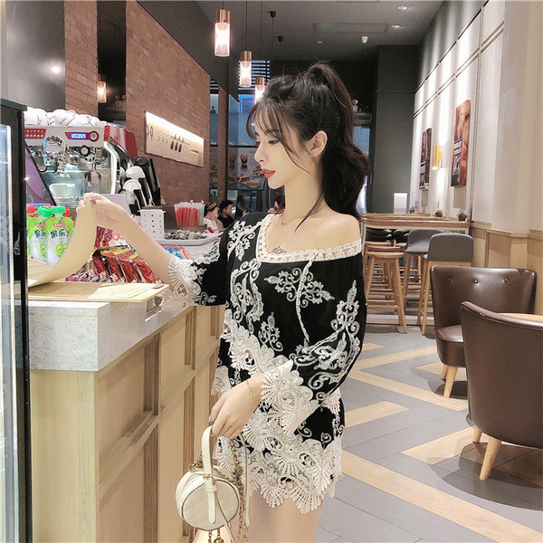 Νέο μοντέλο γυναικεία μπλούζα με δαντέλα και κεντήματα