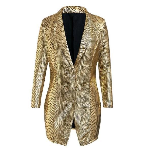 Stílusos női ruha Karcsú modell mély nyakkivágással, hosszú ujjakkal és gombokkal