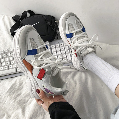 Eko bőrből készült durva talpú sport és hétköznapi női tornacipő