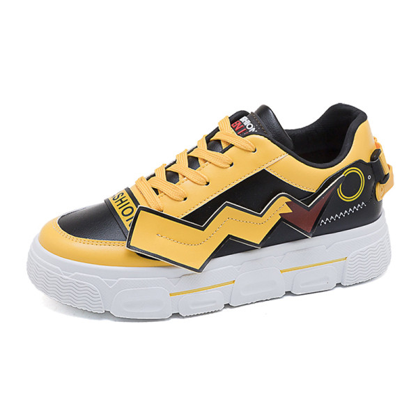 Tavaszi női tornacipő lapos talppal eco bőrből sárga színben