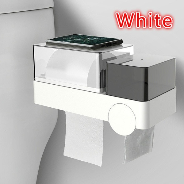 Többfunkciós öntapadós vízálló WC-papír tartó tartozékszekrénnyel