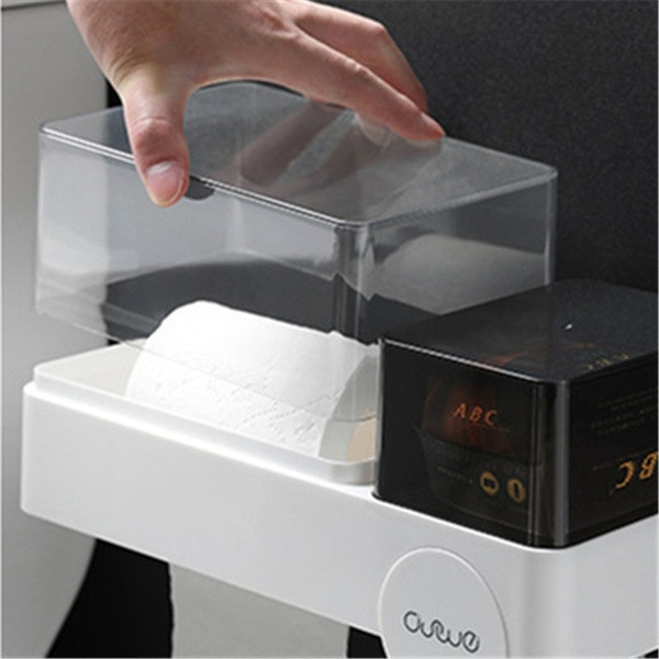 Többfunkciós öntapadós vízálló WC-papír tartó tartozékszekrénnyel