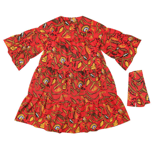 ÚJ Modern női ruha lótusz ujjal, színes mintával - övvel