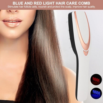 Безжичен гребен за коса, масажиращ чрез вибрации и стимулиращ растежа чрез червена и синя светлина