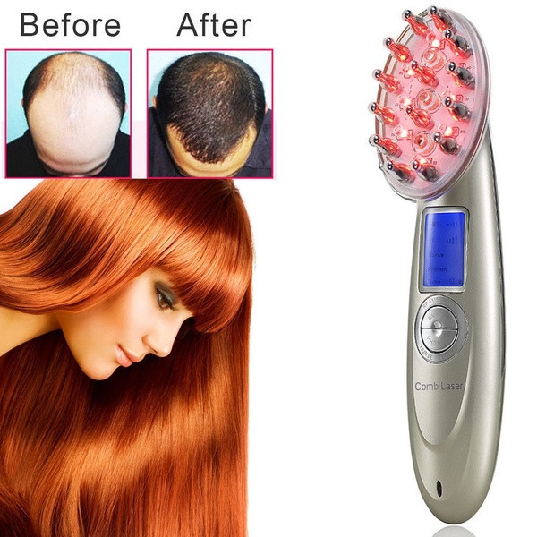 Laser hair comb with LED light stimulating hair growth and massaging the scalp by vibration